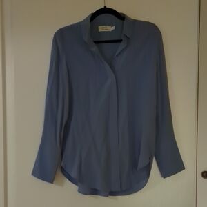 & Other Stories Paris Atelier Cornflower Blue Silk Shirt Size 4